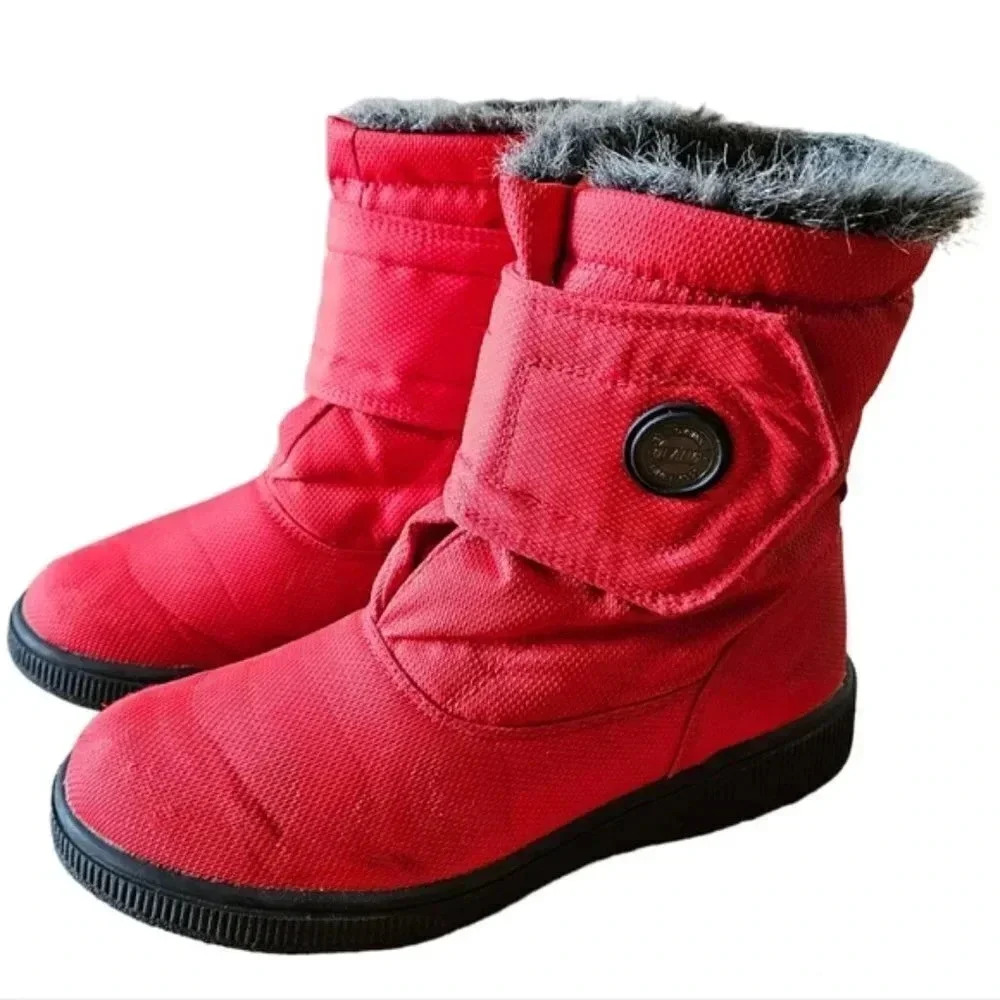 Olang Quilted Padded Winter Snow Ankle Boots Red Size 39.